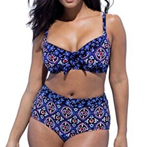 NWT Swimsuits For All Floral Boho High Waisted Bikini, SIZE 10